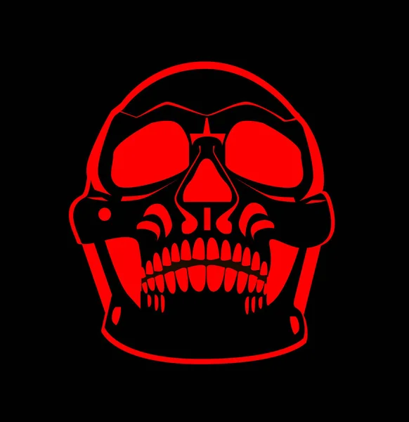 Horror Crânio Ícone Logotipo Motociclista Fundo Halloween — Vetor de Stock