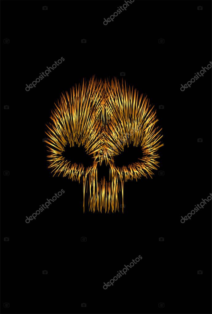 Artistic skull icon line style background , gold color