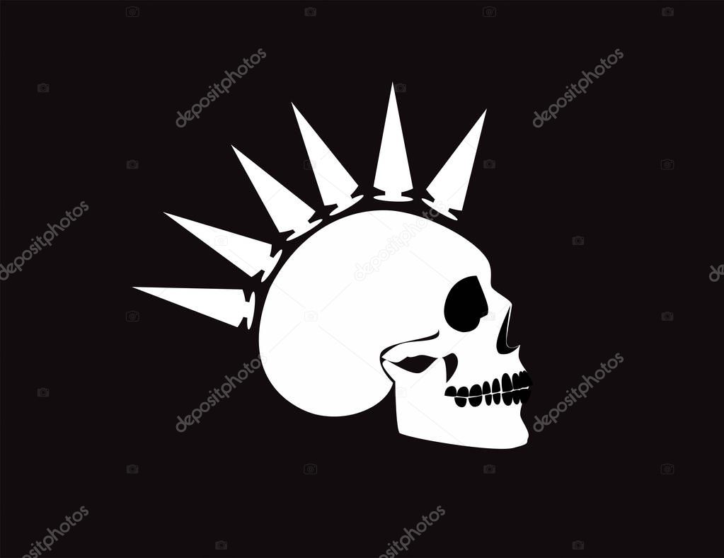 Punk skull icon side on abstract background