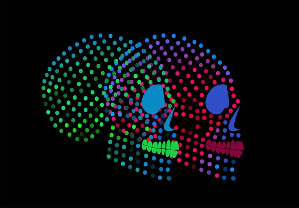 Піктограми Цукрового Черепа Неоновий Напівтонний Кольоровий Фон Зелений Рожевий — стоковий вектор