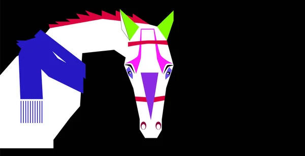 Divertido Caballo Con Bufanda Vivos Colores Modernos Backgound Vector Ilustración — Archivo Imágenes Vectoriales