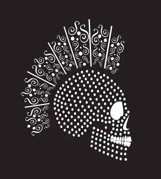 Punk Cranio Icona Mezzitoni Con Mohawk Astratto Sfondo Vettoriale Illustrazione — Vettoriale Stock