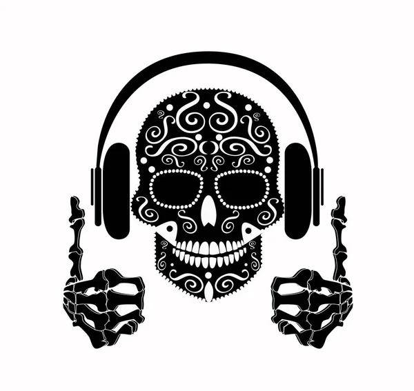 DJ kafatası simge siyah ve beyaz