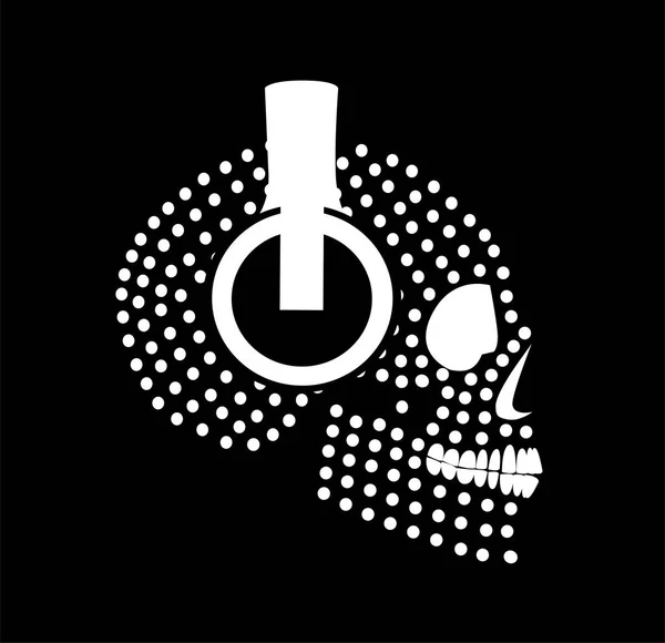 Icono Calavera Medio Tono Con Fondo Color Blanco Auriculares — Vector de stock