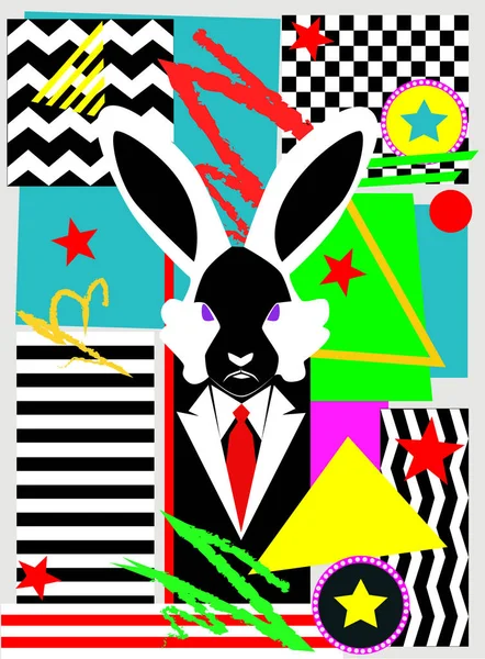 Mutlu Paskalya backgrund pop sanat tavşan ve nenon renkler, vektör çizim ile 