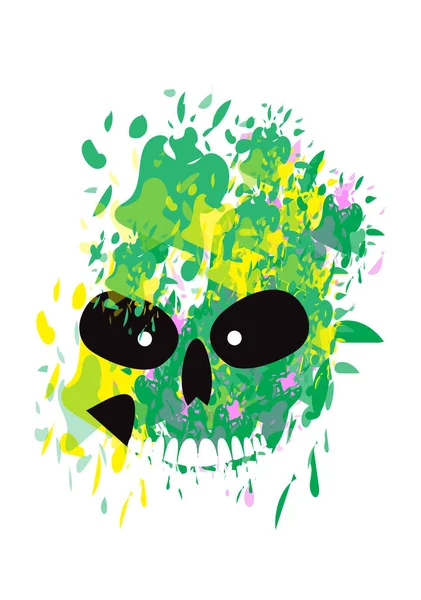 Künstlerische Bunte Totenkopf Symbol Hintergrund Grün — Stockvektor