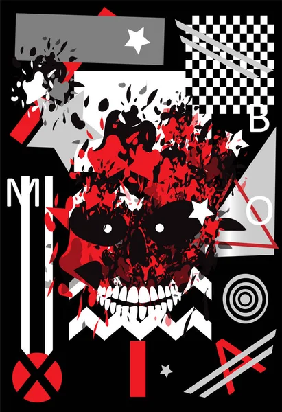 Happy Halloween Och Day Dead Red Skull Bakgrund — Stock vektor