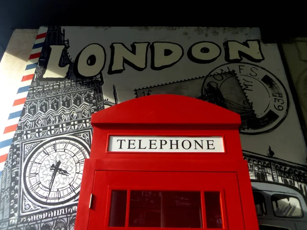 Red Phone Box Grafitti Big Ben Londyn — Zdjęcie stockowe