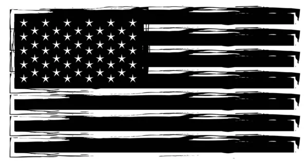 Bandeira Americana Eua Preto Branco Fundo Grunge —  Vetores de Stock