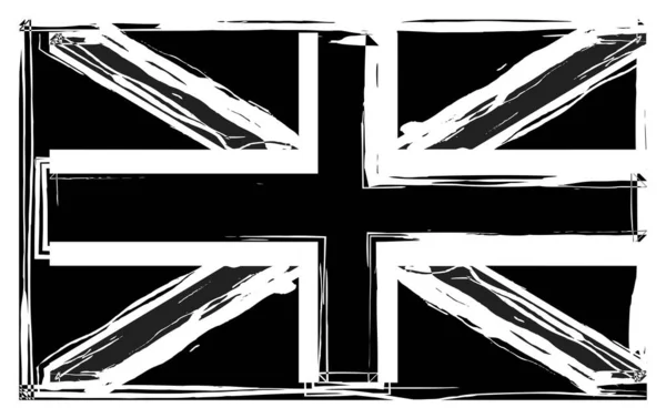 Bandera Británica Reino Unido Inglaterra Fondo Vector Blanco Negro Grunge — Archivo Imágenes Vectoriales