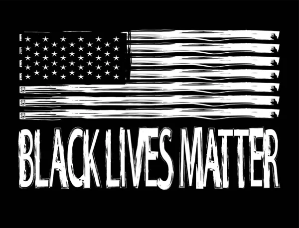 Black Lives Matter Sign Plurality Violence Black Racism American Flag — Stock Vector