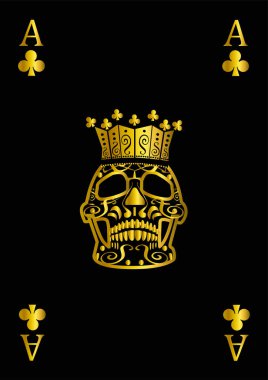 Kağıt kralı, altın kafatası A. Kumarhane logo vektörü