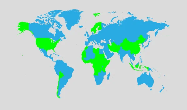 World Map Green Blue Countries Vector Background — Stockvektor