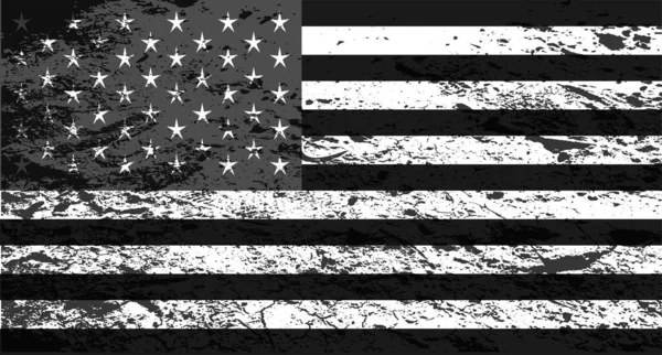 Americká Vlajka Usa Černobílé Grunge Pozadí — Stockový vektor
