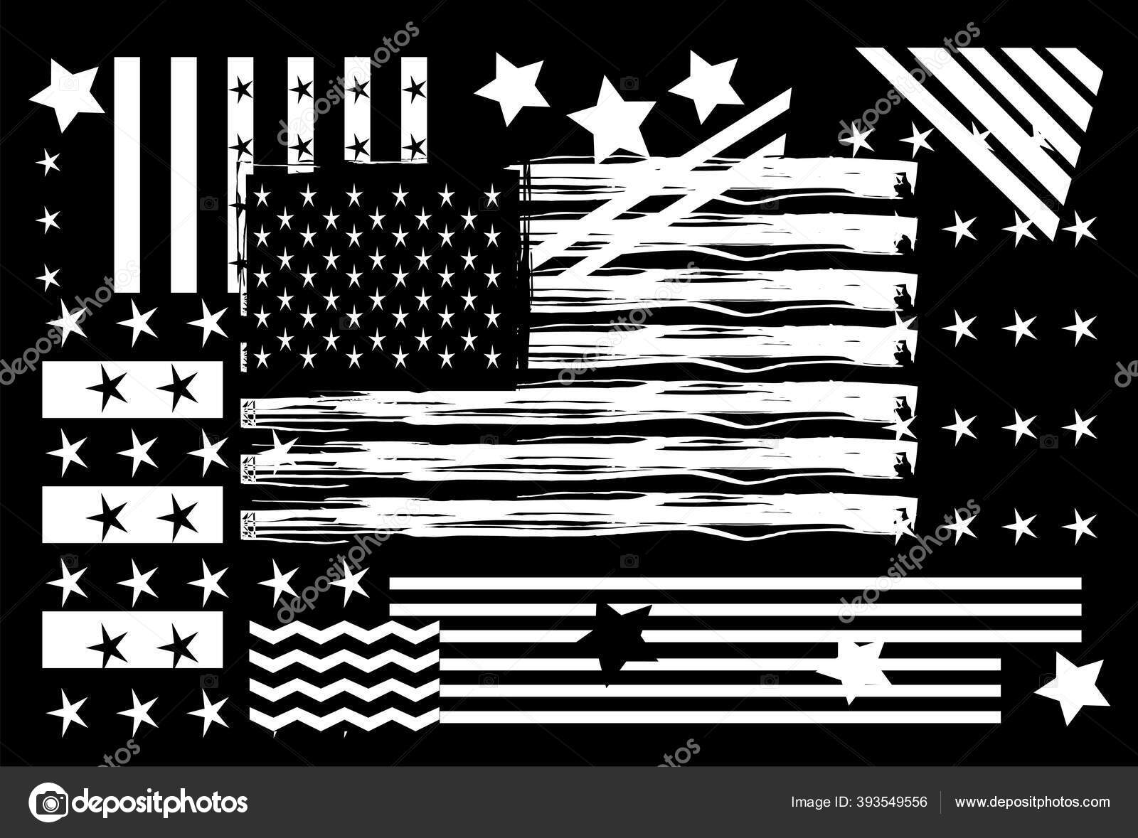 Etats Unis Drapeau Américain Noir Blanc Avec Vecteur Fond Étoilé — Image vectorielle RaleLav