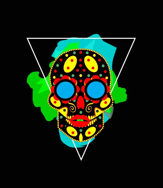 Robotersymbol Mit Zuckerschädel Und Dreieck Tag Der Toten Mexiko — Stockvektor
