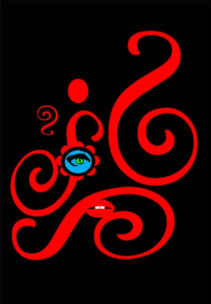 Абстрактный Фон Минималистский Красными Губами Детали Глаз Орнамента Векторная Иллюстрация — стоковый вектор