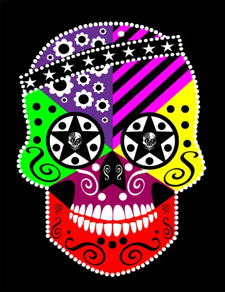 Mexican Sugar Skull Ornament Details Vector Halloween Background — Stock Vector