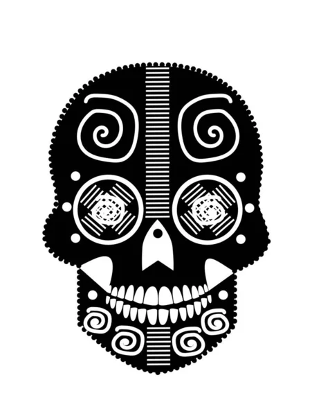 Día Los Muertos Cráneo Azúcar Blanco Negro — Archivo Imágenes Vectoriales