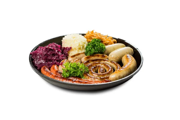 patates yan yemekler ile çeşitli sosis lahana ve pancar püresi