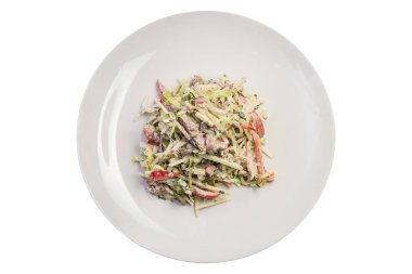 lahana salatalık ve biber soslu et salatası