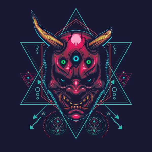 Masque Diable Avec Illustration Trois Yeux — Image vectorielle