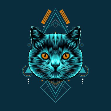 Kedi kutsal geometri illüstrasyon