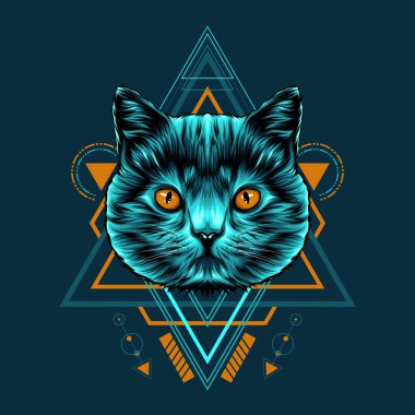 Kedi kutsal geometri illüstrasyon