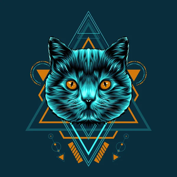 Cat Sacred Geometry Illustration — Stock Vector