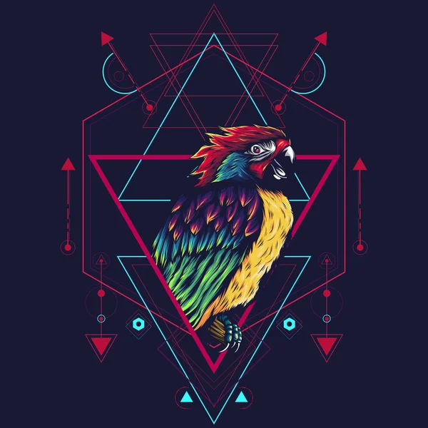 Papoušek Posvátné Geometrie Ilustrace — Stockový vektor