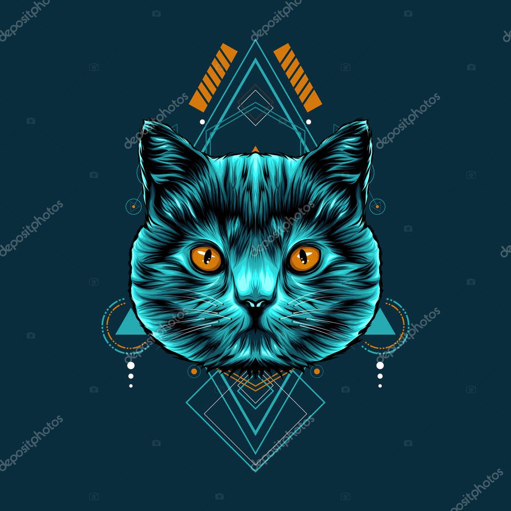 Cat sacred geometry illustration