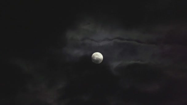 Pełnia księżyca w nocy z chmury prawdziwe — Wideo stockowe