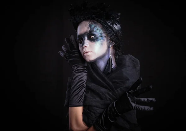 Séance photo Halloween Jour des morts sur fond noir avec en studio . Images De Stock Libres De Droits
