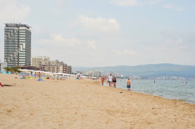 Sunny Beach, Bulgaristan - 9 Eylül 2018: Burgas, Bulgaristan - görünüm yaz aylarında Beach yakınındaki popüler yaz resort