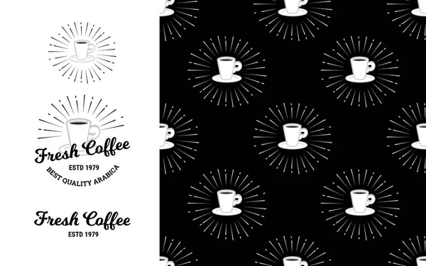 Kaffee Muster Design Mit Text Dekorieren Vektorillustration — Stockvektor