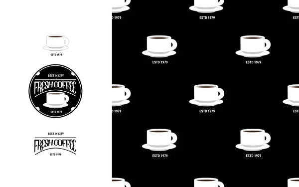 Kaffee Muster Design Mit Text Dekorieren Vektorillustration — Stockvektor