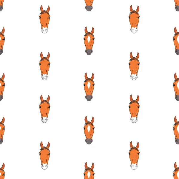 Bezproblémový Vzor Pro Milovníky Koní Koňskou Hlavou Bílém Pozadí Pro — Stockový vektor
