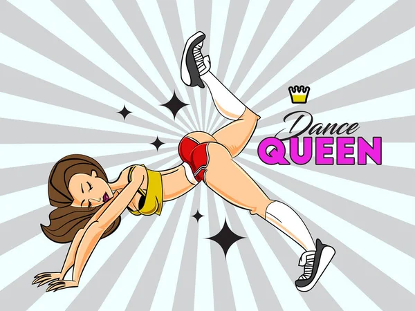Twerk Dance Queen Party Poster Design Mit Mädchenfigur Und Text — Stockvektor