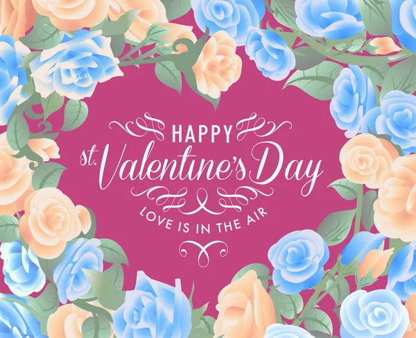 St.Valentine\'s day holiday poster with calligraphy letters and heart shape. Vector illustration.