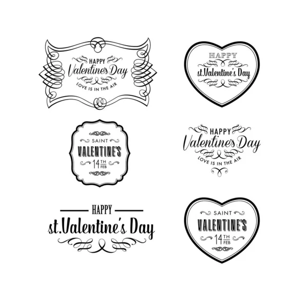 Cartel San Valentín Con Letras Caligrafía Forma Corazón Ilustración Vectorial — Archivo Imágenes Vectoriales