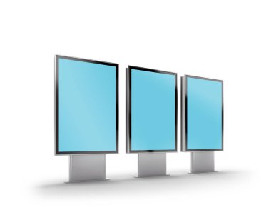 Mockup beyaz zemin üzerinde üç sokak afiş.