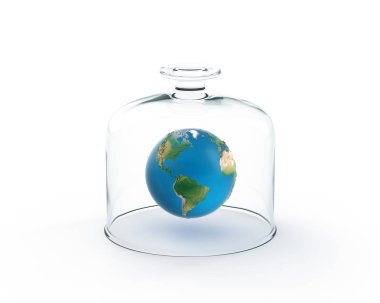 Cam levha kaplama altında yüzen dünya küre