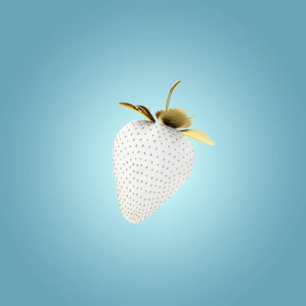 Witte aardbei zwevend In de lucht. 3D render — Stockfoto
