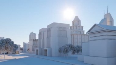 Basit şehri, zaman atlamalı fotoğraf makinesi basma vinç vurdu. 3D