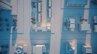 Kuş görünümü şehir sokaklarında on sunset vurdu. 3D