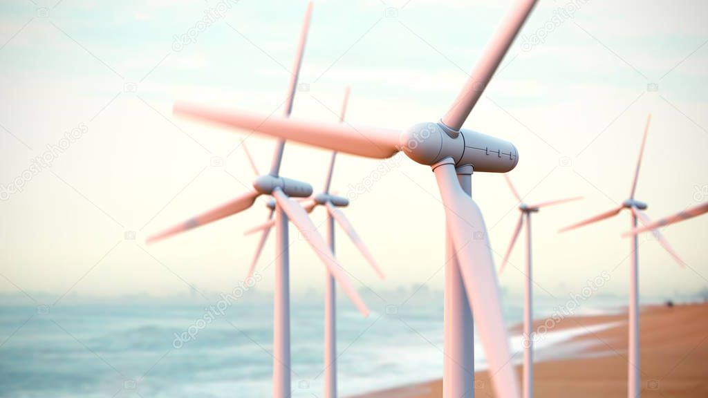 Wind turbine power generators.