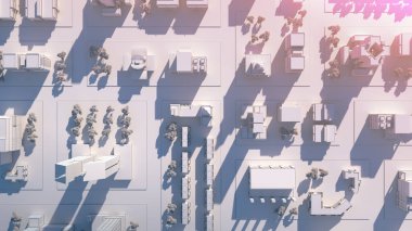 Kuş görünümü şehir sokaklarında on sunset vurdu..