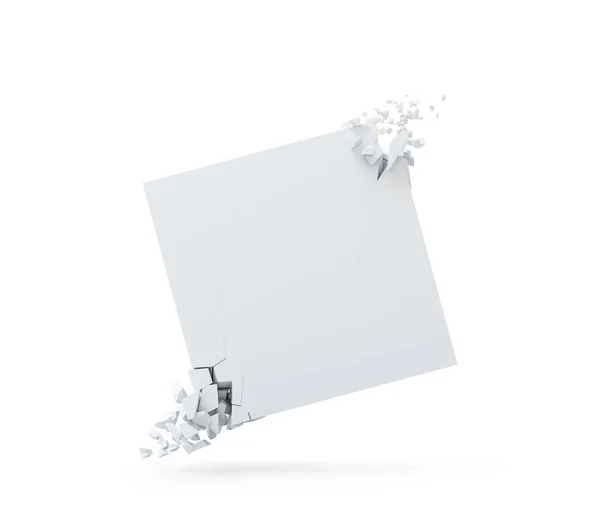 Белое знамя в виде квадрата со взрывающимися углами — стоковое фото