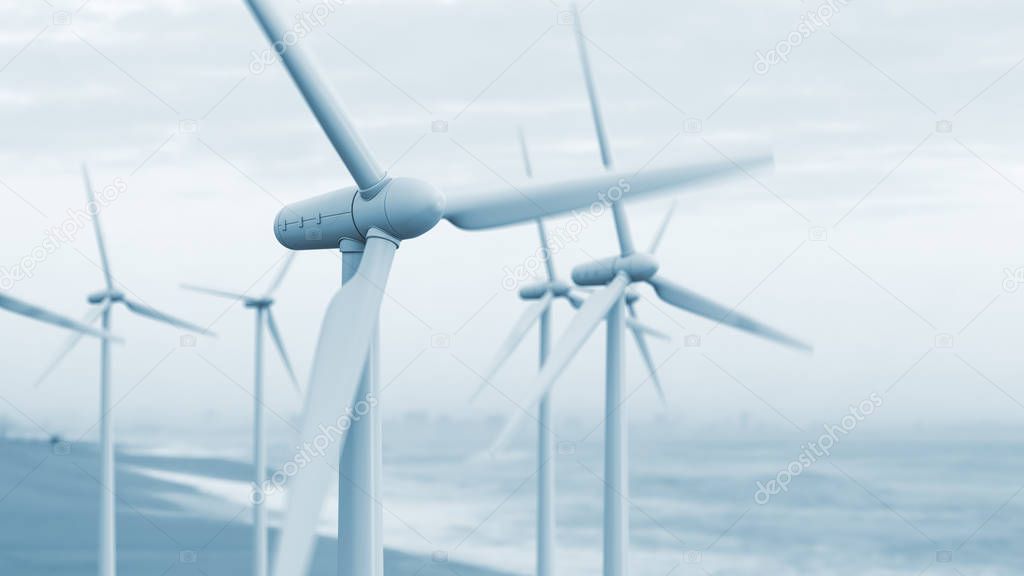 Wind turbine power generators.