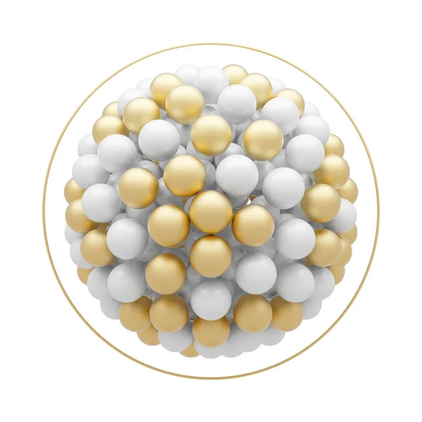 Beyaz ve altın parçacıkları moleküler yapısı soyut